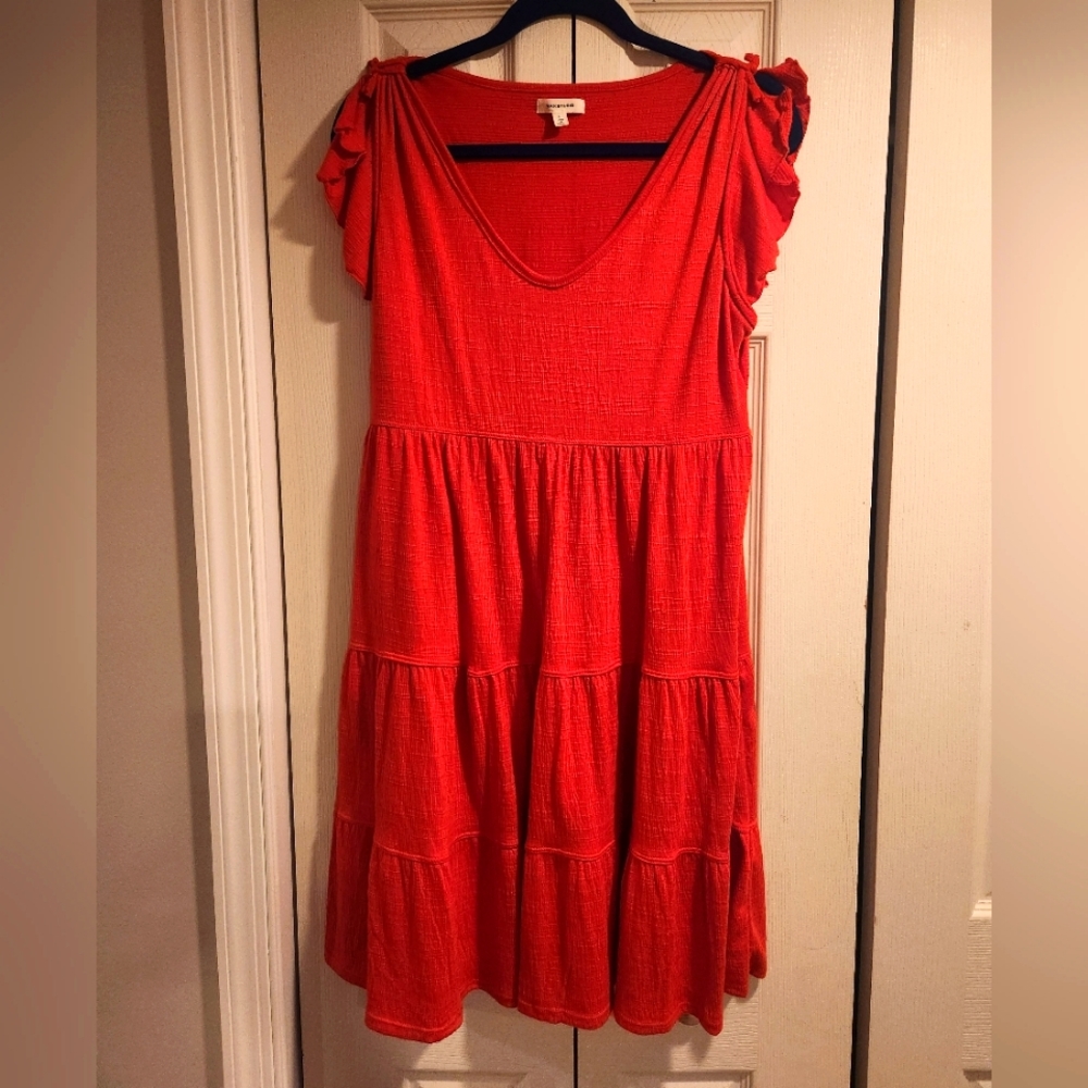 Max Studio orange red ruffle dress